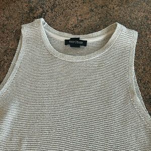 White and Black knitted silver colored top 28” long